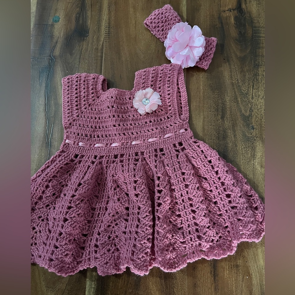 Crochet dress with headband